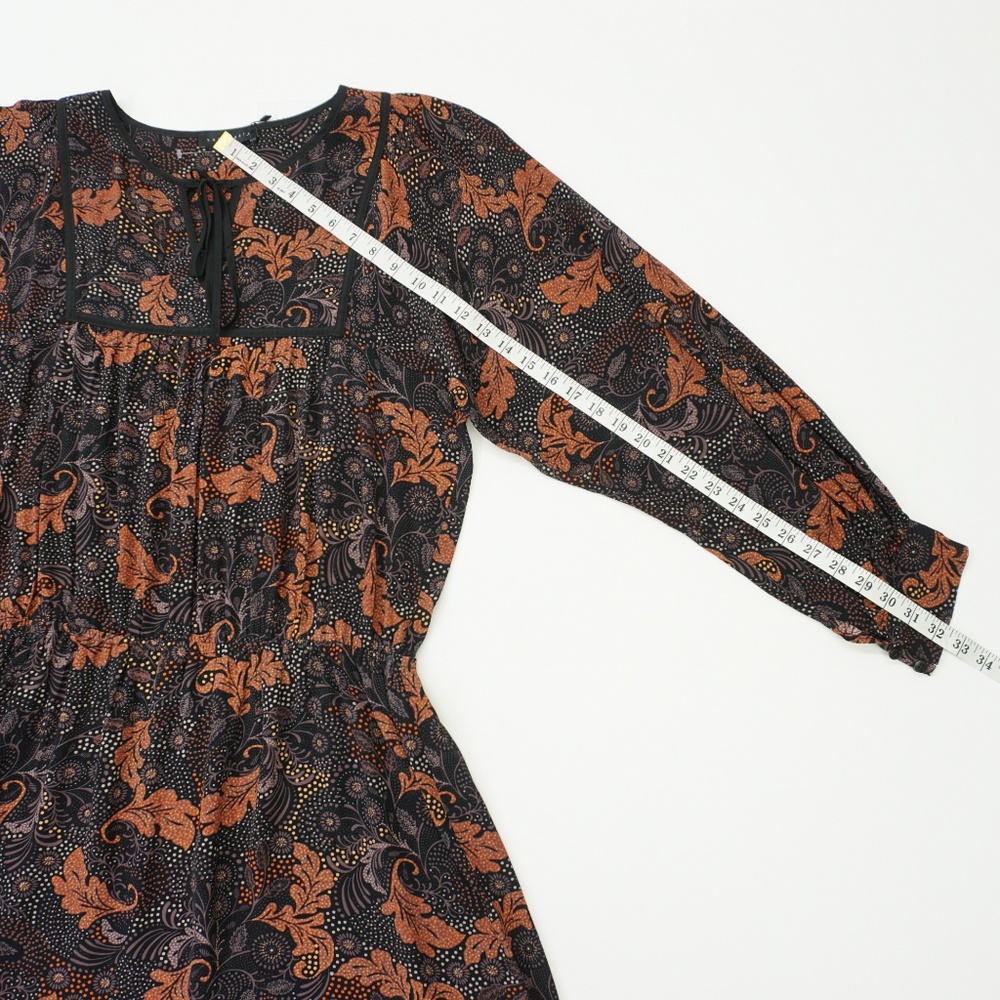 Sanctuary Long Sleeve Black Printed Peasant Dress - Picture 7 of 8